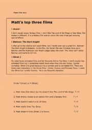 English Worksheet: Favourite Movies