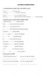 English Worksheet: PRESENT PERFECT VS PAST SIMPLE