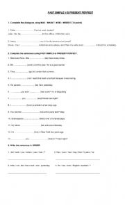 English Worksheet: PRESENT PERFECT VS PAST SIMPLE