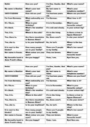 English Worksheet: DOMINO GAME