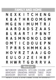 FAMILY AND HOME WORDSEARCH