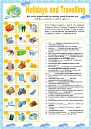 English Worksheet: Holidays and Travelling Exercises