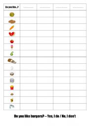 English Worksheet: Do you like...?