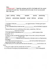 English Worksheet: Holes Novel