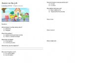 Junior on the Job cartoon - Elementary listening activity with keys and audio