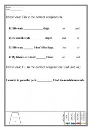 English Worksheet: Conjunction quiz (and, or, but)