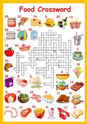 English Worksheet: Food Crossword