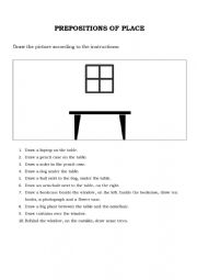 English Worksheet: Prepositions of Place Drawing Activity