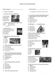 English Worksheet: Ready Player One Quiz