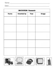 English Worksheet: Inventions Research