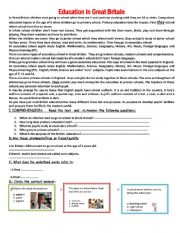 English Worksheet: education in Britain  quiz