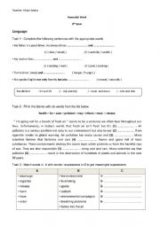 English Worksheet: remedial work 9th form