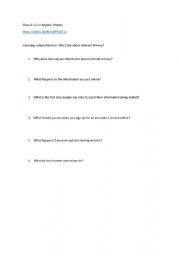 English Worksheet: Why Care About Internet Privacy- Listening comprehension