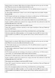 English Worksheet: The History of KFC jigsaw reading