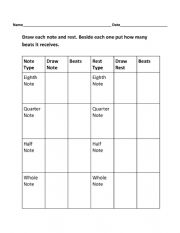 English Worksheet: Note Chart