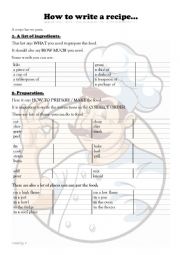 English Worksheet: Recipe