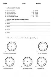 Telling the time for beginner level test