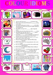 English Worksheet: Colour Idioms