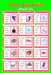 English Worksheet: Food Quantities (Part II)