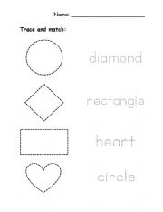 English Worksheet: Trace and match shapes
