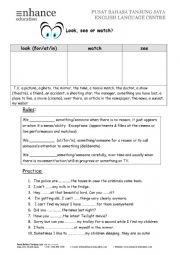 English Worksheet: Look See Watch