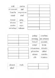 Food Unscramble Worksheet