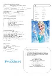 English Worksheet: Let It Go worksheet from the movie Frozen> 