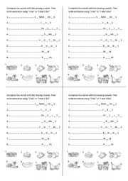English Worksheet: Complete with vowels and write like/dont like