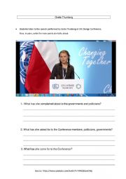 English Worksheet: Greta Thunberg. Climate Change