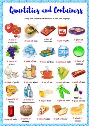 English Worksheet: Quantities and Containers