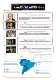 English Worksheet: the 5 worst south american dictators
