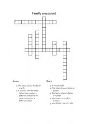 English Worksheet: Family crossword