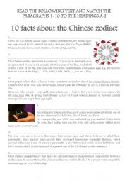 English Worksheet: CHINESE ZODIAC SIGNS 