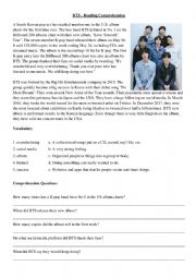 English Worksheet: BTS - K-Pop Reading Comprehension