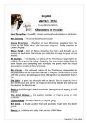English Worksheet: main characters of oliver twist
