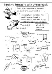 English Worksheet: Partitive Structure 