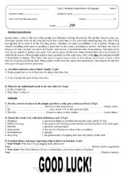 Quiz 1 (version B): Reading Comprehension & Language.