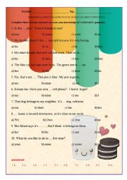 English Worksheet: possessive adj