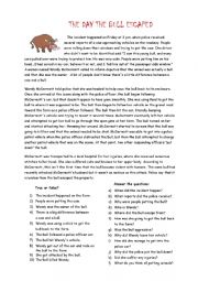 English Worksheet: THE DAY THE BULL ESCAPED