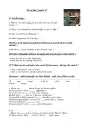 English Worksheet: Invictus ( film part 2)