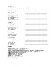 English Worksheet: Split song 