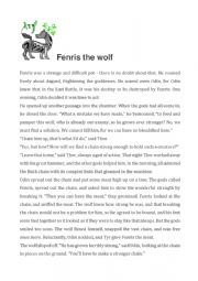 English Worksheet: Fenris the wolf