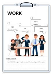English Worksheet: verb WORK followed by prepositions 