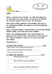 English Worksheet: happy earth 1 english test ( reading comprehension + grammar + vocabulary + writing)