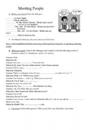 English Worksheet: Nice to meet you