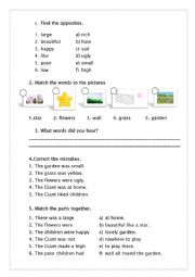 English Worksheet: The selfish giant