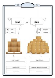 English Worksheet: sent or ship?