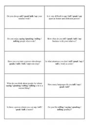 English Worksheet: Say / Tell / Talk / Speak