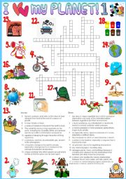 I love my planet 1 crossword - environmental vocabulary + KEY