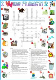 I love my planet 2 crossword - environmental vocabulary + KEY